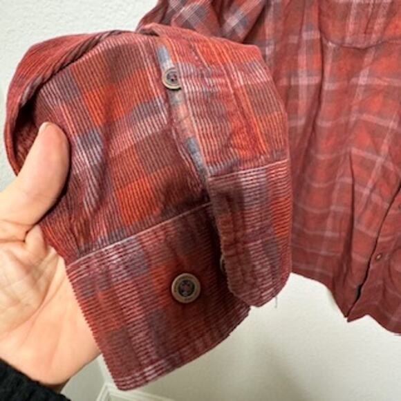 Royal Robbins Covert Cord Organic Cotton Plaid Shirt Button Down Mens Size Large - Picture 8 of 12
